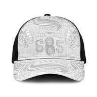 Super Samoa 685 Tribal Tattoo Baseball Net Cap Siapo Pattern All-White Edition LT03 One Size Black White - Polynesian Pride