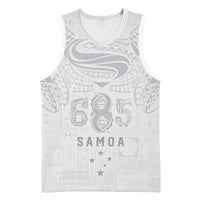 Super Samoa 685 Tribal Tattoo Basketball Jersey Siapo Pattern All-White Edition LT03 Unisex White - Polynesian Pride