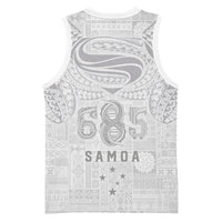 Super Samoa 685 Tribal Tattoo Basketball Jersey Siapo Pattern All-White Edition LT03 - Polynesian Pride