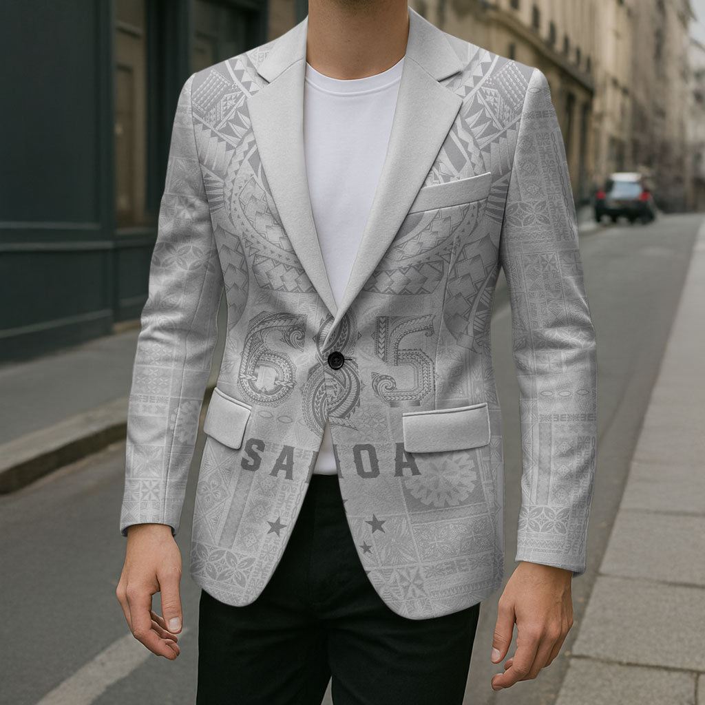 Super Samoa 685 Tribal Tattoo Blazer Siapo Pattern All-White Edition LT03 - Polynesian Pride