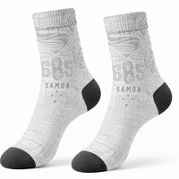 Super Samoa 685 Tribal Tattoo Crew Socks Siapo Pattern All-White Edition LT03 - Polynesian Pride