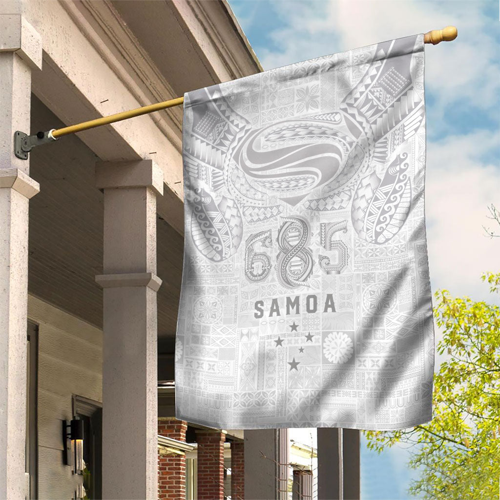 Super Samoa 685 Tribal Tattoo Garden Flag Siapo Pattern All-White Edition