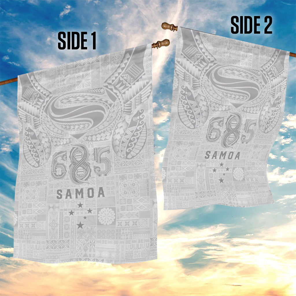 Super Samoa 685 Tribal Tattoo Garden Flag Siapo Pattern All-White Edition LT03 - Polynesian Pride