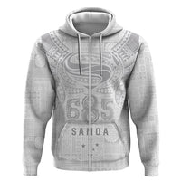 Super Samoa 685 Tribal Tattoo Hoodie Siapo Pattern All-White Edition LT03 Zip Hoodie White - Polynesian Pride