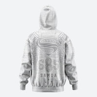 Super Samoa 685 Tribal Tattoo Hoodie Siapo Pattern All-White Edition LT03 - Polynesian Pride