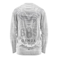 Super Samoa 685 Tribal Tattoo Long Sleeve Shirt Siapo Pattern All-White Edition LT03 - Polynesian Pride