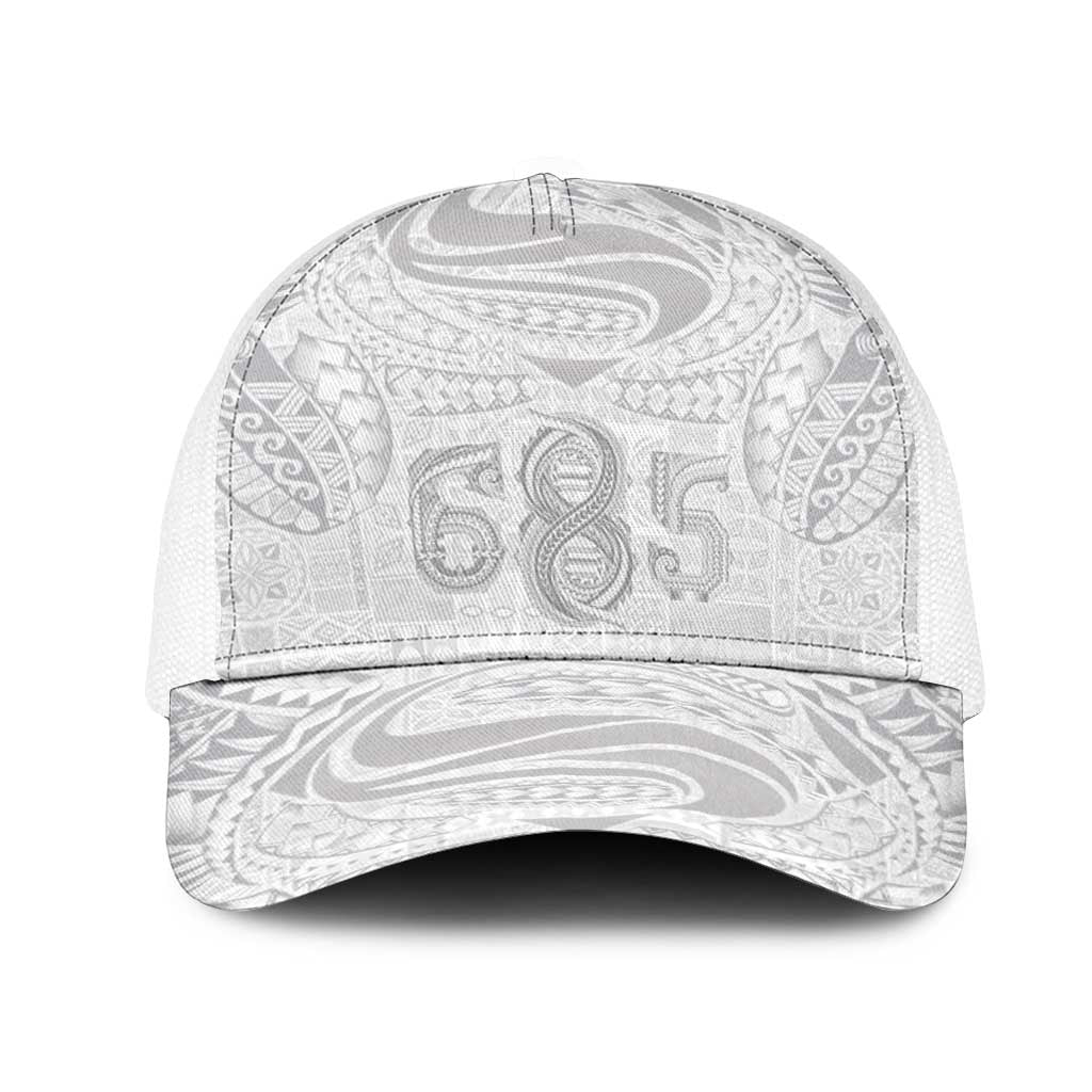 Super Samoa 685 Tribal Tattoo Mesh Trucker Cap Siapo Pattern All-White Edition