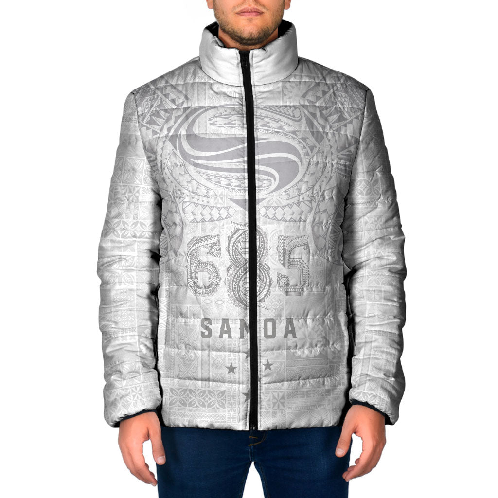 Super Samoa 685 Tribal Tattoo Padded Jacket Siapo Pattern All-White Edition