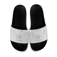 Super Samoa 685 Tribal Tattoo Slide Sandals Siapo Pattern All-White Edition LT03 White - Polynesian Pride