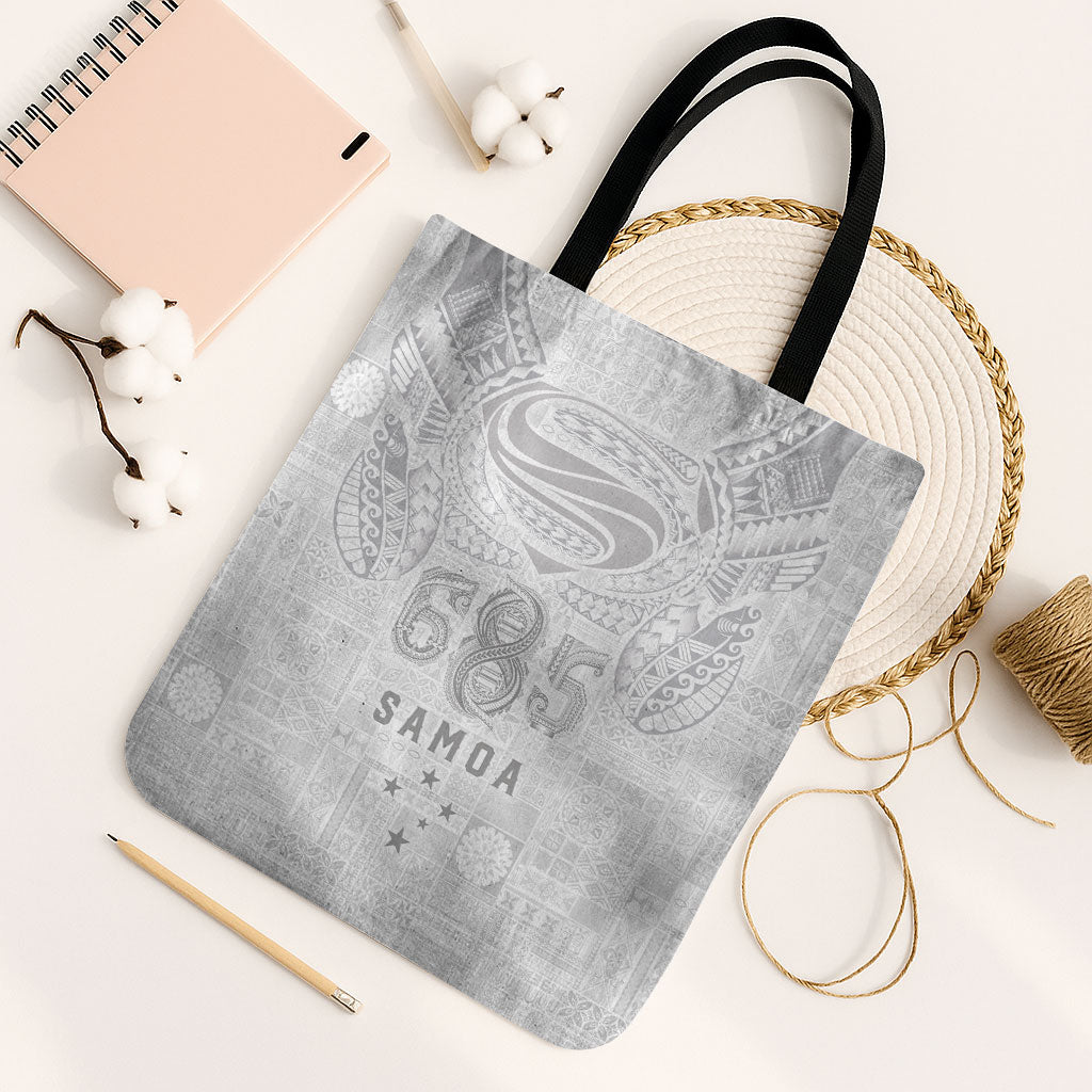 Super Samoa 685 Tribal Tattoo Tote Bag Siapo Pattern All-White Edition