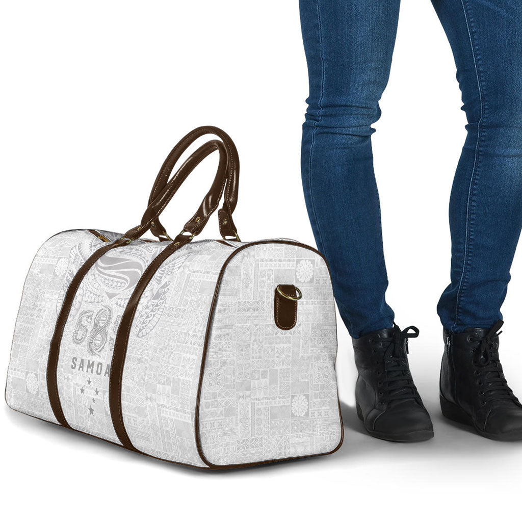 Super Samoa 685 Tribal Tattoo Travel Bag Siapo Pattern All-White Edition LT03 - Polynesian Pride