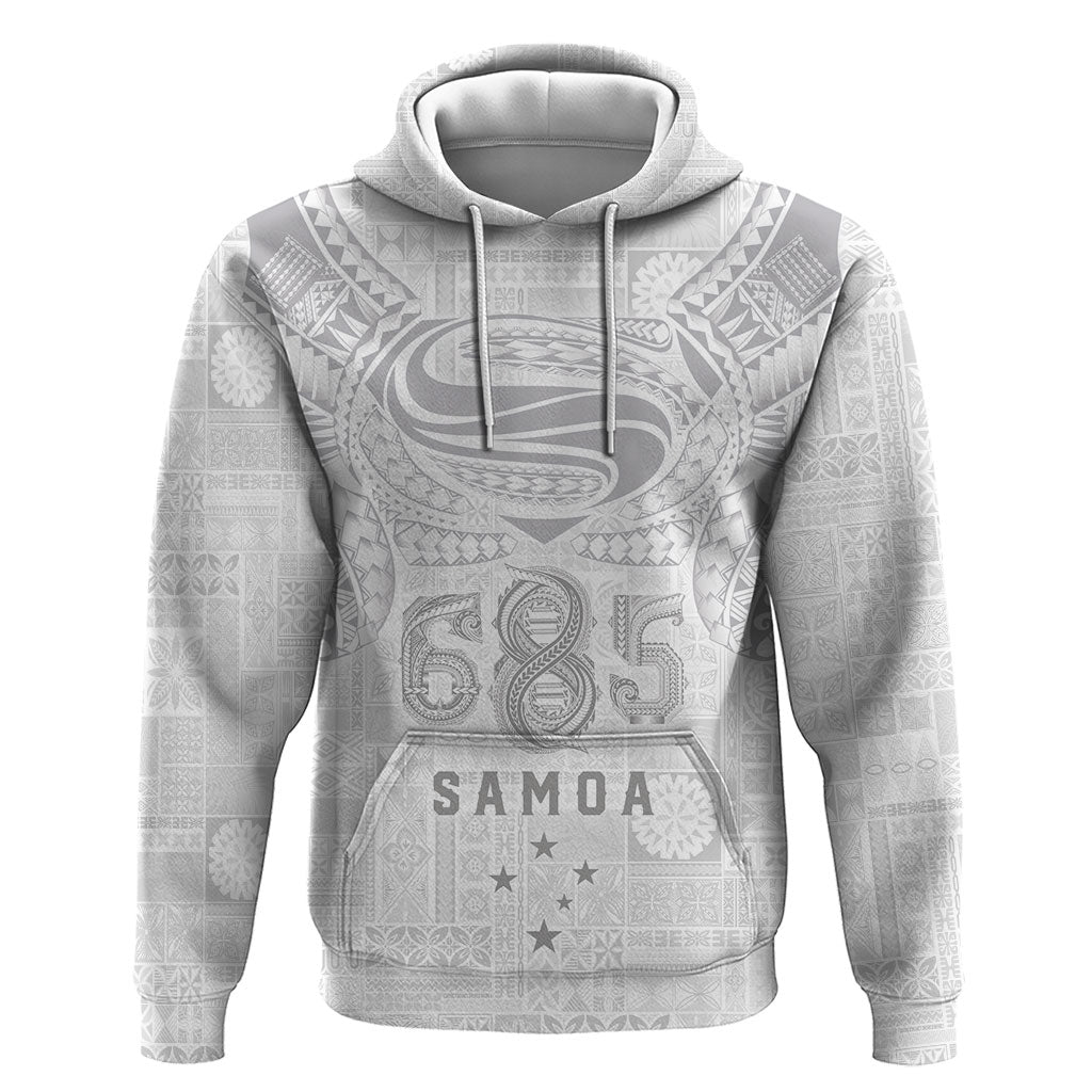 Super Samoa 685 Tribal Tattoo Zip Hoodie Siapo Pattern All-White Edition LT03 Pullover Hoodie White - Polynesian Pride