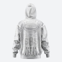 Super Samoa 685 Tribal Tattoo Zip Hoodie Siapo Pattern All-White Edition LT03 - Polynesian Pride