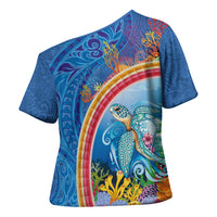 Hawaiian Connecting with the Ocean Cross Shoulder Shirt Polynesian Pattern LT03 - Polynesian Pride