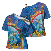 Hawaiian Connecting with the Ocean Cross Shoulder Shirt Polynesian Pattern LT03 - Polynesian Pride