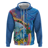 Hawaiian Connecting with the Ocean Hoodie Polynesian Pattern LT03 Zip Hoodie Blue - Polynesian Pride