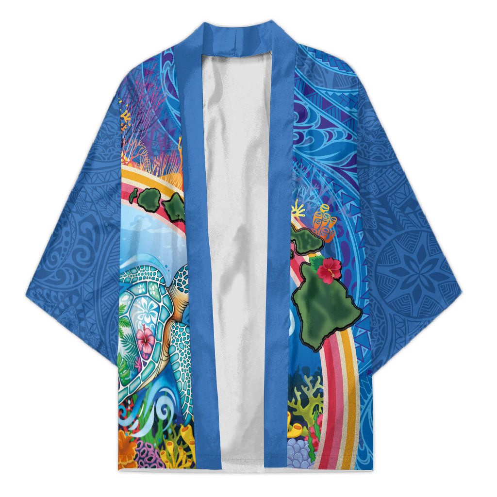 Hawaiian Connecting with the Ocean Kimono Polynesian Pattern