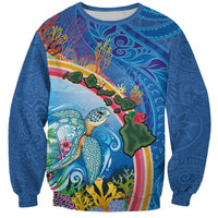 Hawaiian Connecting with the Ocean Sweatshirt Polynesian Pattern LT03 Unisex Blue - Polynesian Pride