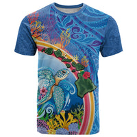 Hawaiian Connecting with the Ocean T Shirt Polynesian Pattern LT03 Blue - Polynesian Pride