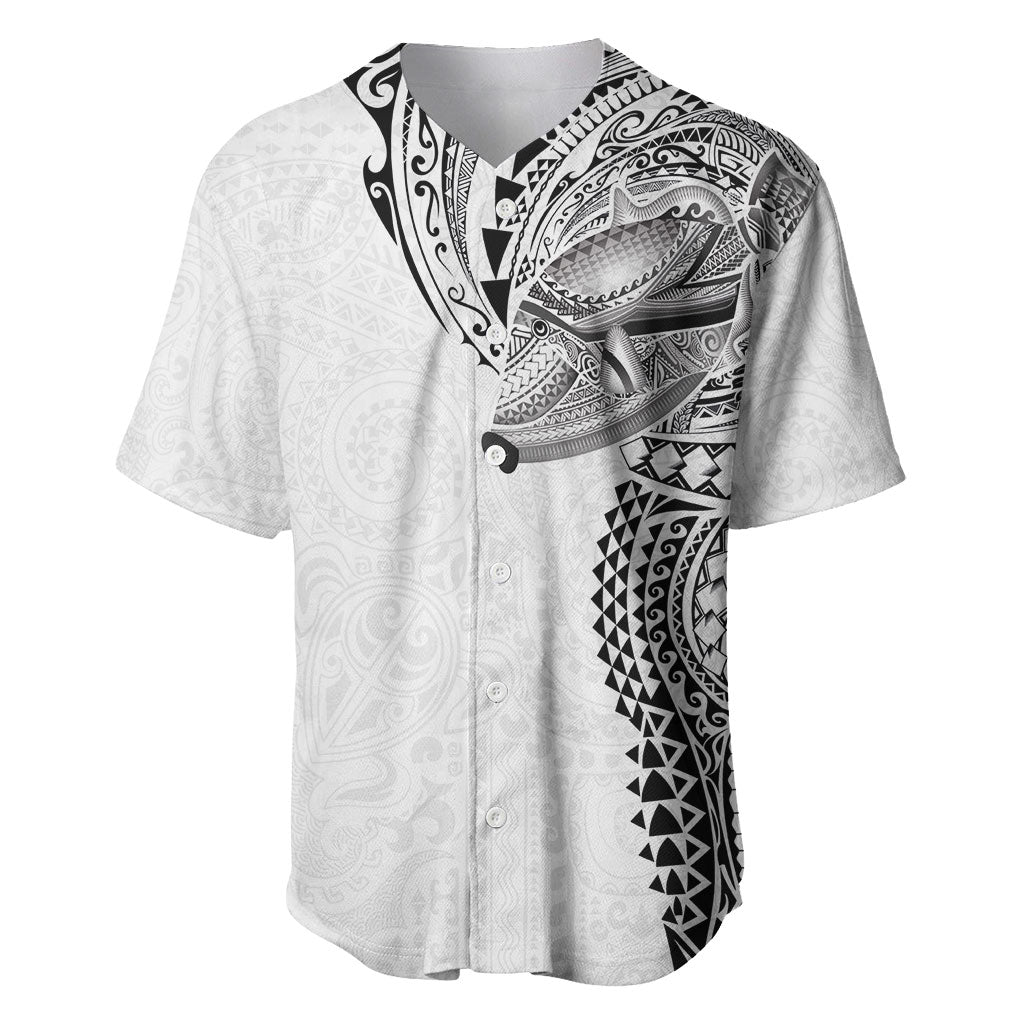 Hawaiian Humuhumu Tribal Tattoo Baseball Jersey Polynesian Kakau White Color LT03 White - Polynesian Pride