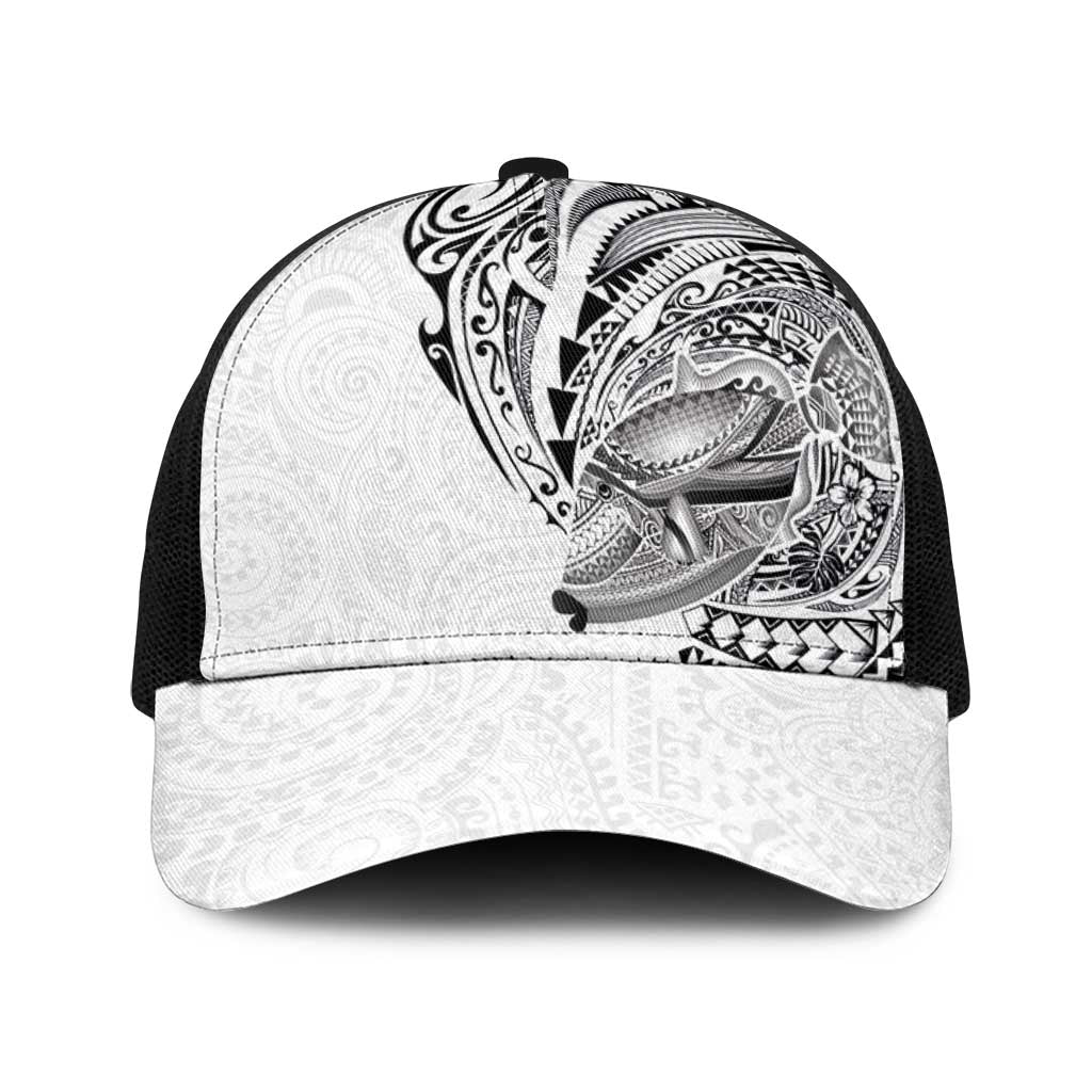Hawaiian Humuhumu Tribal Tattoo Baseball Net Cap Polynesian Kakau White Color LT03 One Size Black White - Polynesian Pride