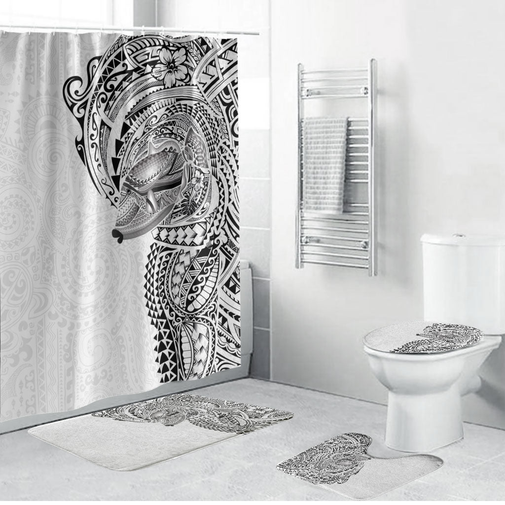 Hawaiian Humuhumu Tribal Tattoo Bathroom Set Polynesian Kakau White Color LT03 Bathroom Set (4 pcs) White - Polynesian Pride