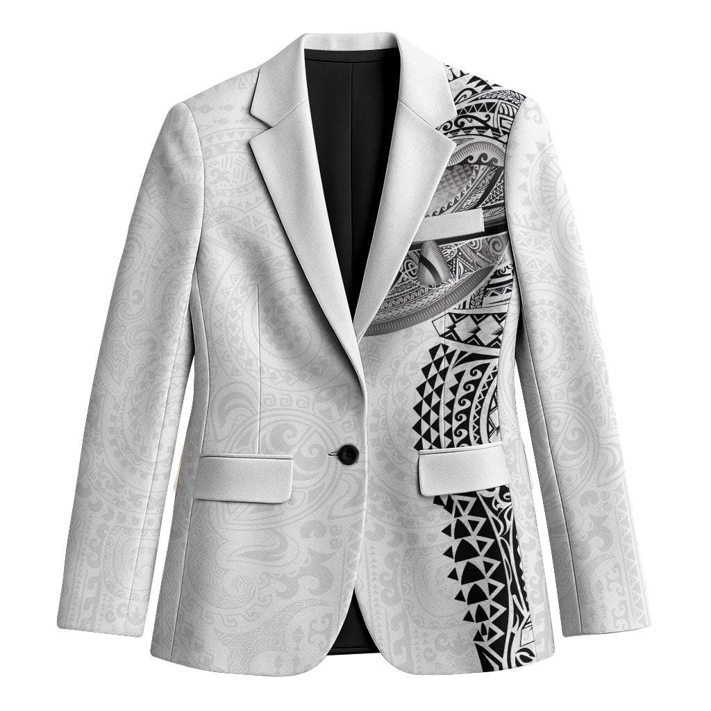 Hawaiian Humuhumu Tribal Tattoo Blazer Polynesian Kakau White Color