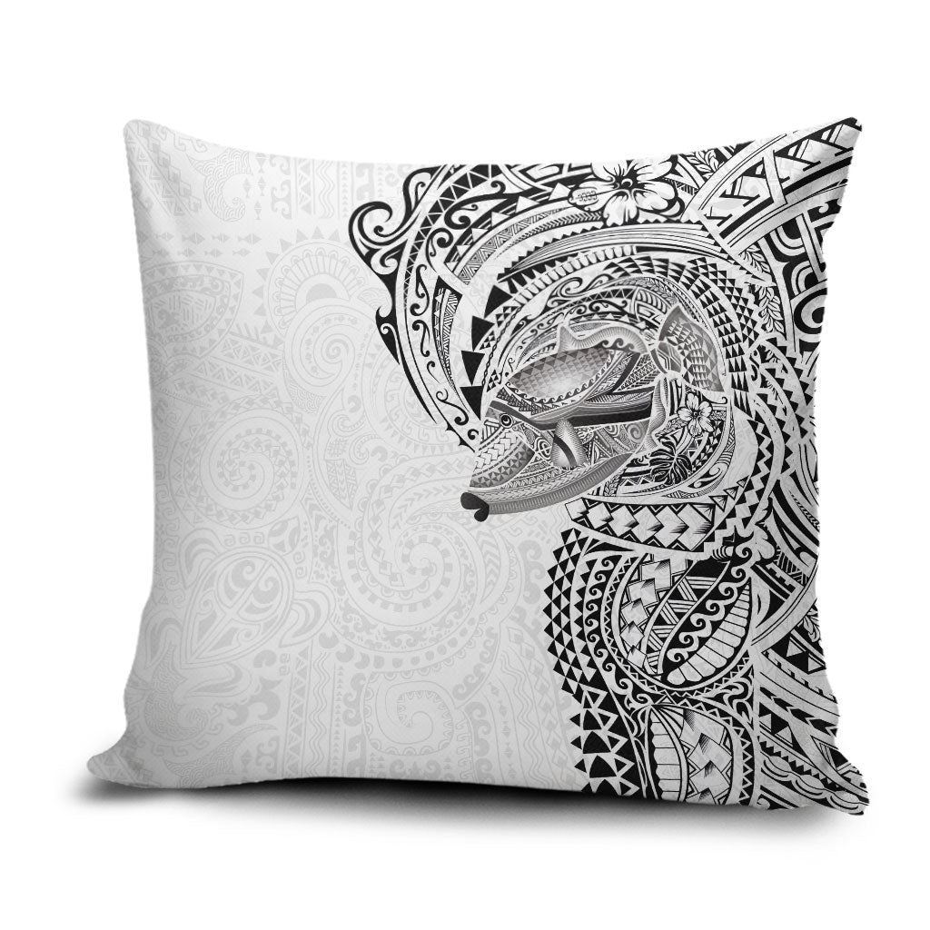 Hawaiian Humuhumu Tribal Tattoo Pillow Cover Polynesian Kakau White Color LT03 White - Polynesian Pride