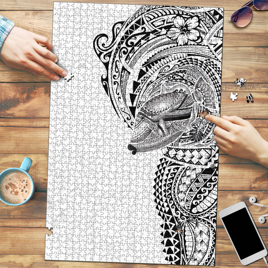 Hawaiian Humuhumu Tribal Tattoo Puzzle Polynesian Kakau White Color LT03 White - Polynesian Pride