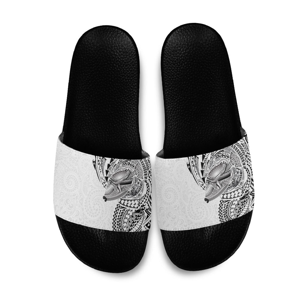 Hawaiian Humuhumu Tribal Tattoo Slide Sandals Polynesian Kakau White Color LT03 White - Polynesian Pride