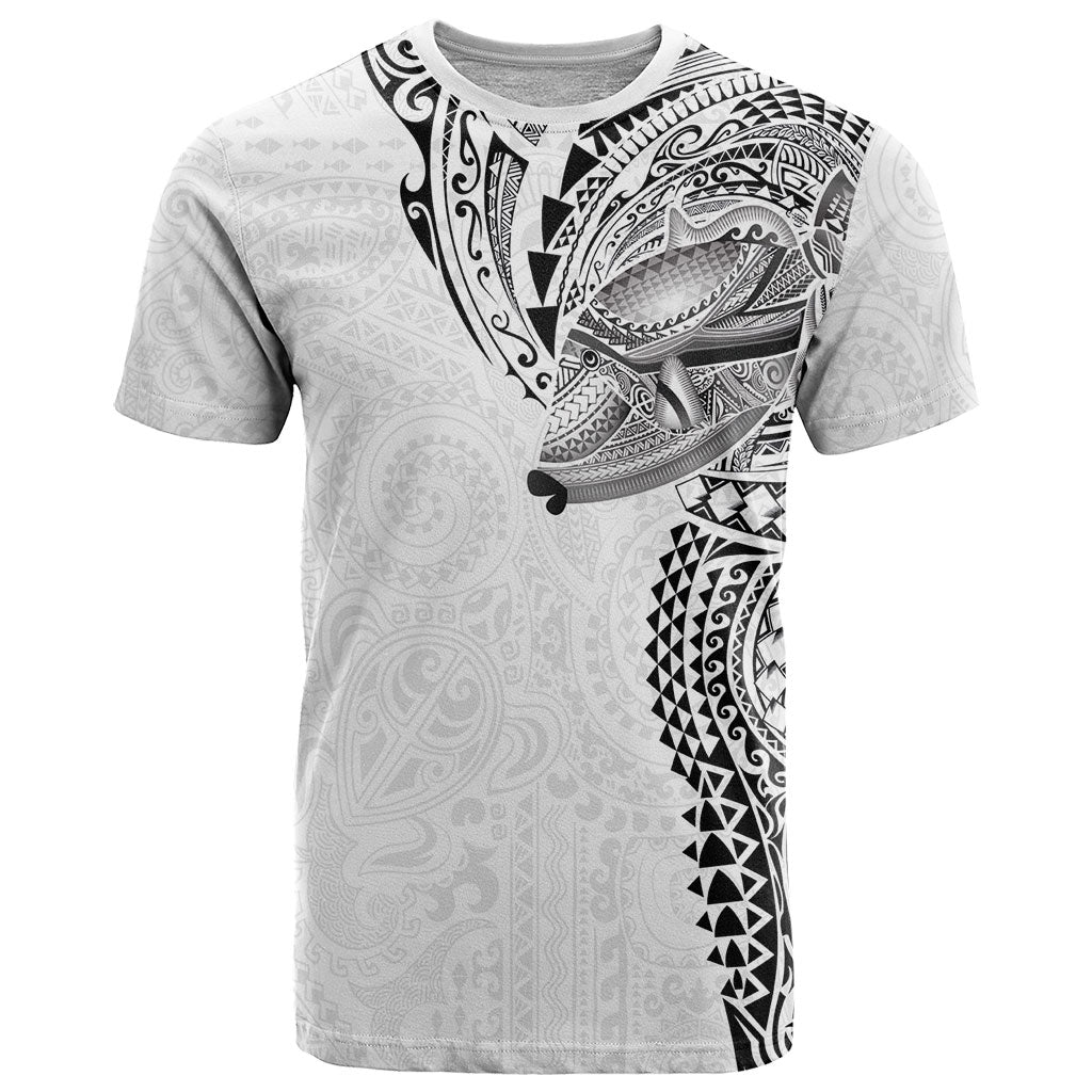 Hawaiian Humuhumu Tribal Tattoo T Shirt Polynesian Kakau White Color LT03 White - Polynesian Pride