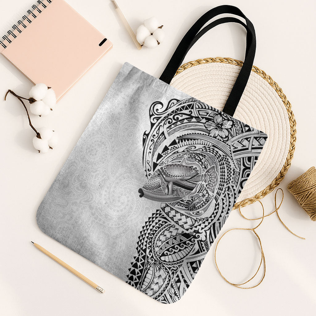 Hawaiian Humuhumu Tribal Tattoo Tote Bag Polynesian Kakau White Color