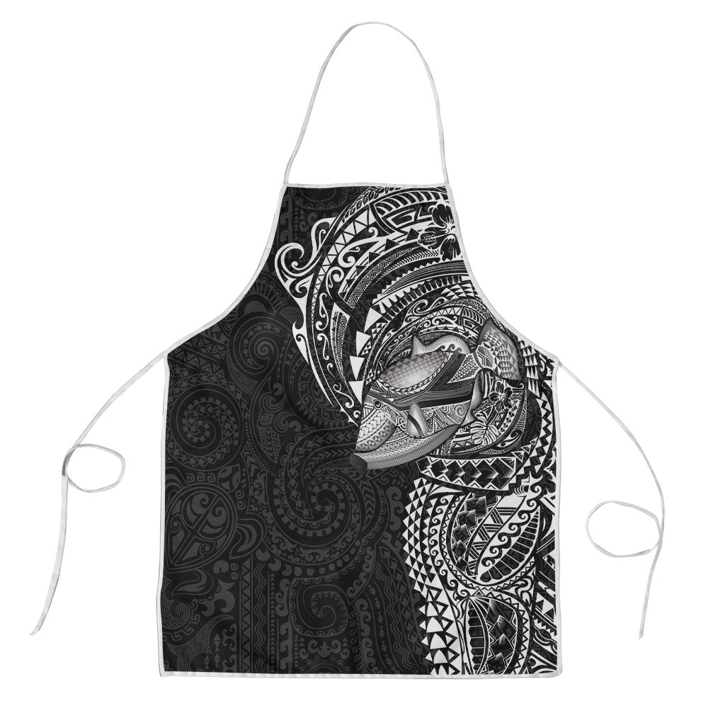 Hawaiian Humuhumu Tribal Tattoo Apron Polynesian Kakau Black Color