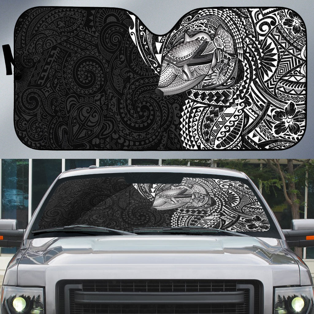 Hawaiian Humuhumu Tribal Tattoo Auto Sun Shade Polynesian Kakau Black Color LT03 Black - Polynesian Pride