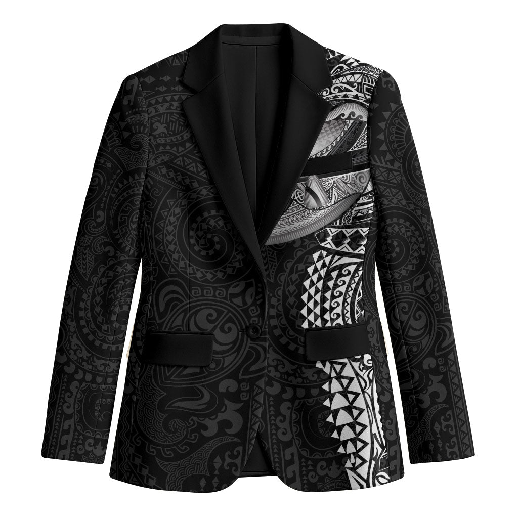 Hawaiian Humuhumu Tribal Tattoo Blazer Polynesian Kakau Black Color