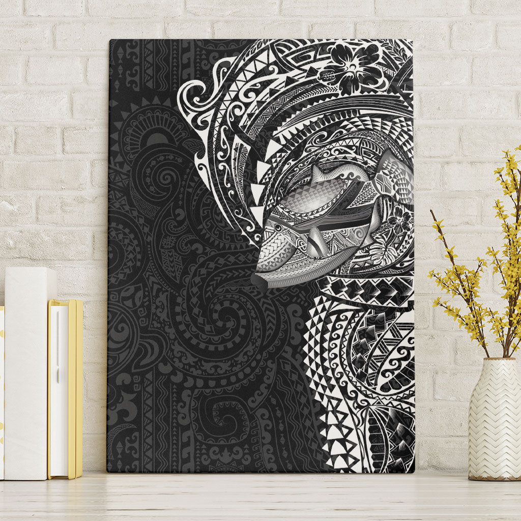 Hawaiian Humuhumu Tribal Tattoo Canvas Wall Art Polynesian Kakau Black Color LT03 Without Frame Black - Polynesian Pride