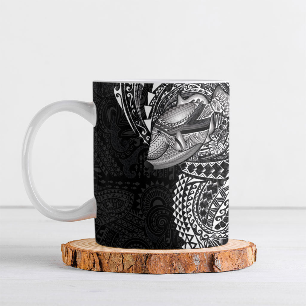 Hawaiian Humuhumu Tribal Tattoo Ceramic Mug Polynesian Kakau Black Color LT03 Black - Polynesian Pride