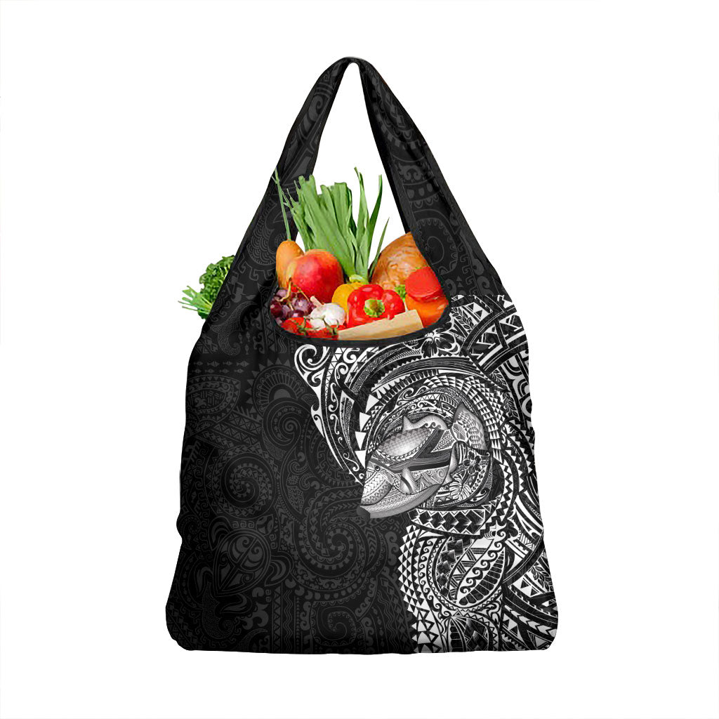 Hawaiian Humuhumu Tribal Tattoo Grocery Bag Polynesian Kakau Black Color LT03 1-pack One Size Black - Polynesian Pride