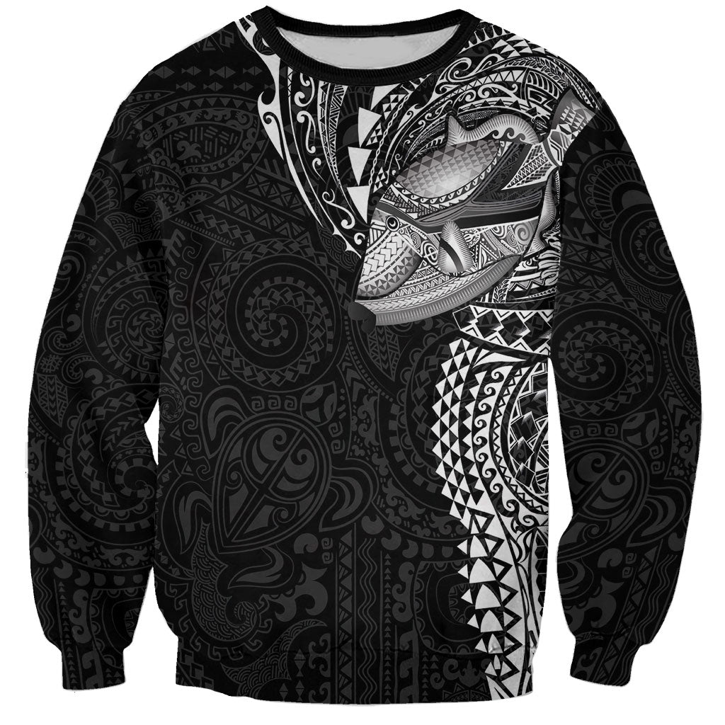 Hawaiian Humuhumu Tribal Tattoo Sweatshirt Polynesian Kakau Black Color LT03 Unisex Black - Polynesian Pride