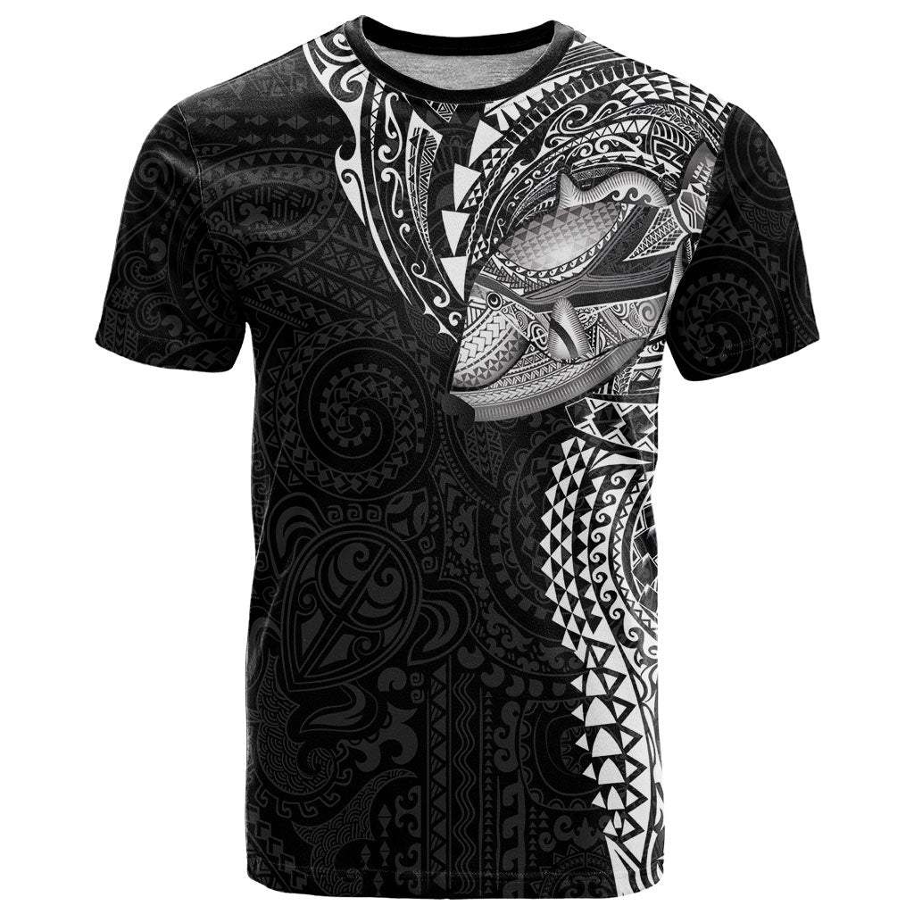 Hawaiian Humuhumu Tribal Tattoo T Shirt Polynesian Kakau Black Color LT03 Black - Polynesian Pride