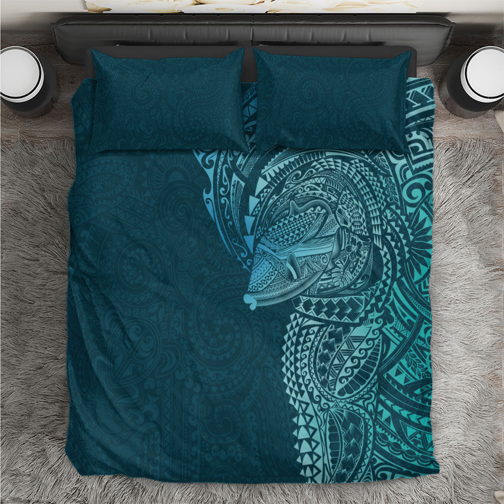 Hawaiian Humuhumu Tribal Tattoo Bedding Set Polynesian Kakau Ocean Color LT03 Blue - Polynesian Pride
