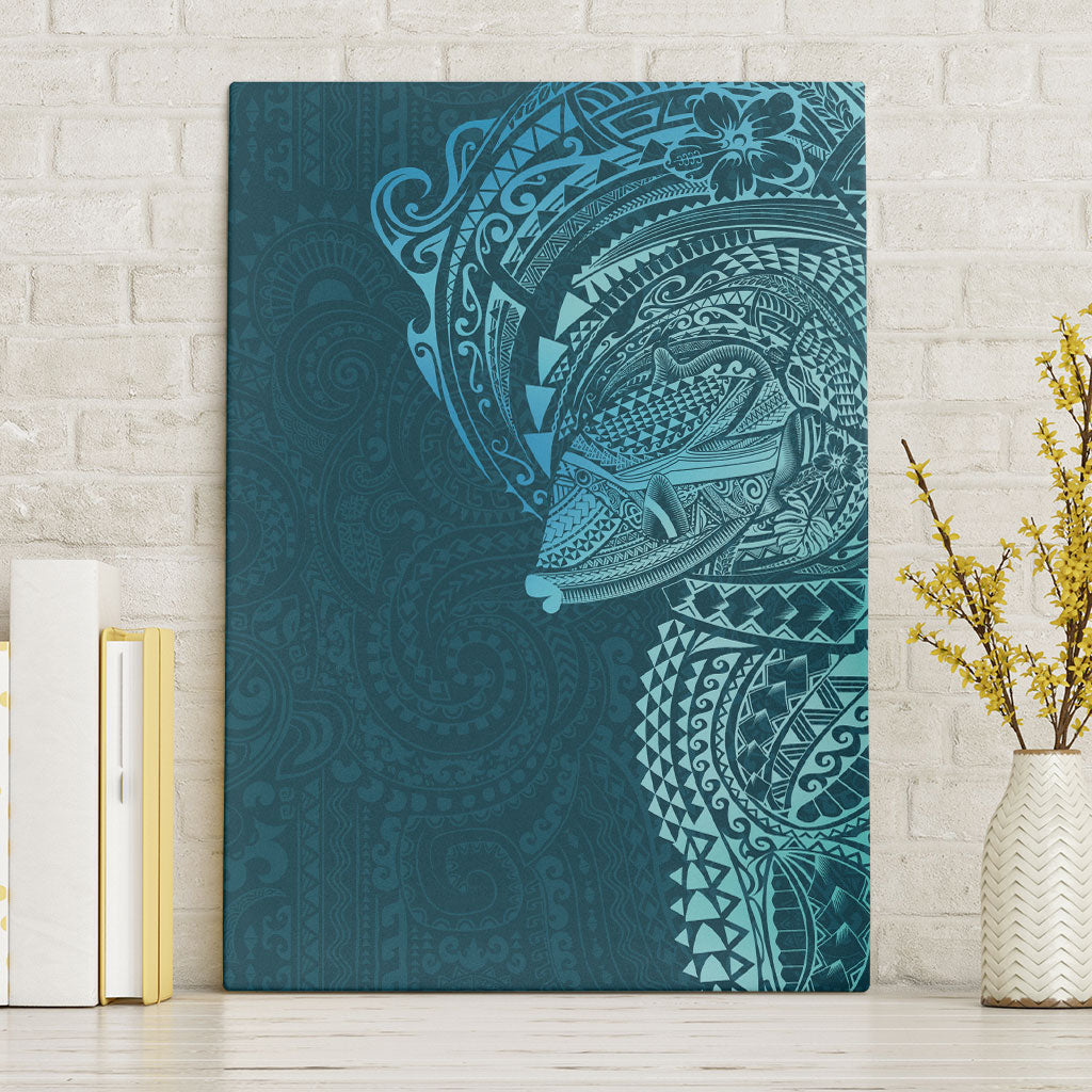 Hawaiian Humuhumu Tribal Tattoo Canvas Wall Art Polynesian Kakau Ocean Color LT03 Without Frame Blue - Polynesian Pride