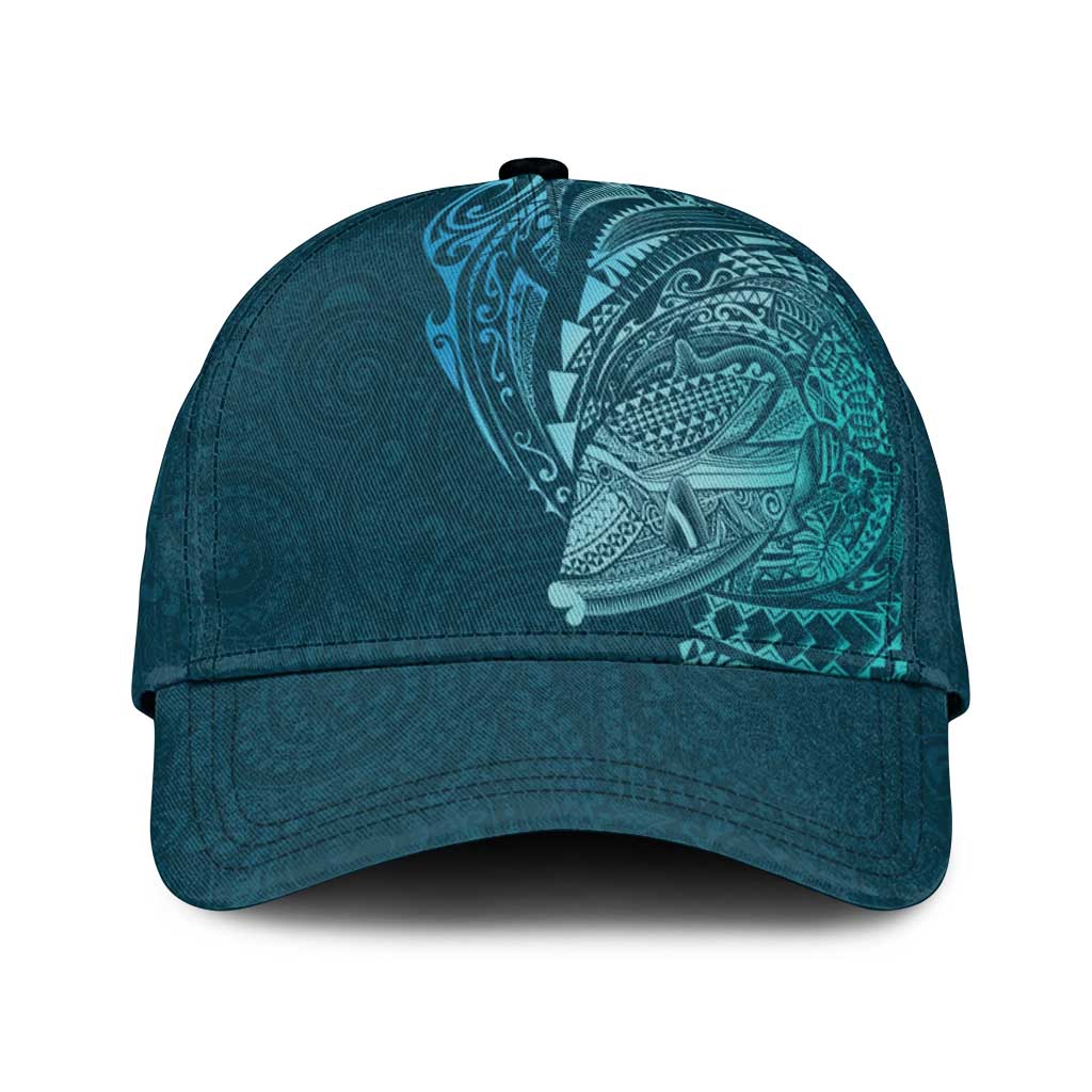 Hawaiian Humuhumu Tribal Tattoo Classic Cap Polynesian Kakau Ocean Color LT03 Universal Fit Blue - Polynesian Pride