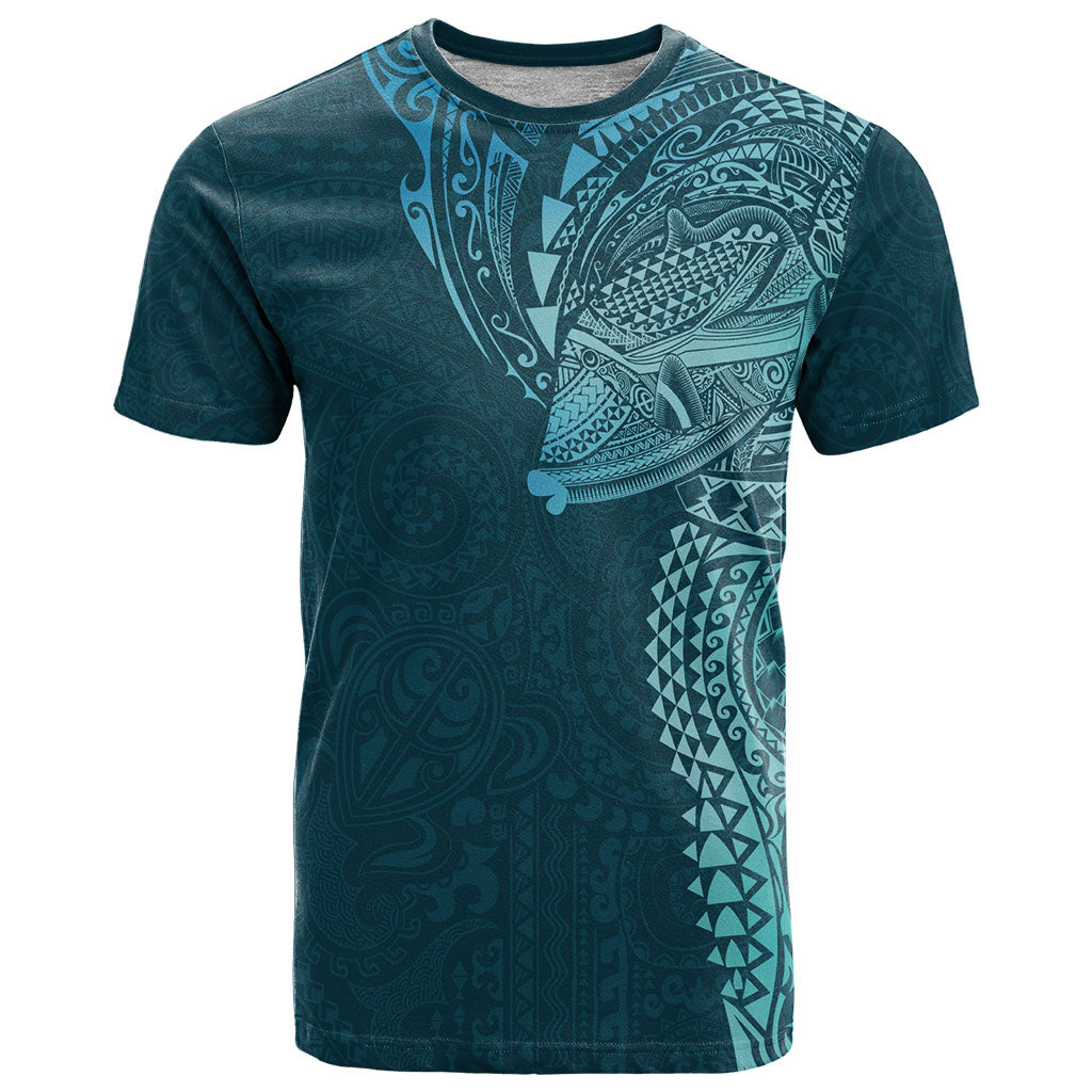 Hawaiian Humuhumu Tribal Tattoo T Shirt Polynesian Kakau Ocean Color