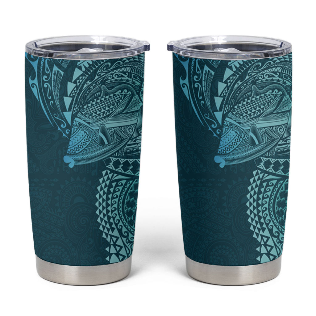 Hawaiian Humuhumu Tribal Tattoo Tumbler Cup Polynesian Kakau Ocean Color