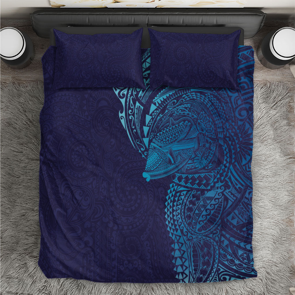 Hawaiian Humuhumu Tribal Tattoo Bedding Set Polynesian Kakau Turquoise Color LT03 Turquoise - Polynesian Pride
