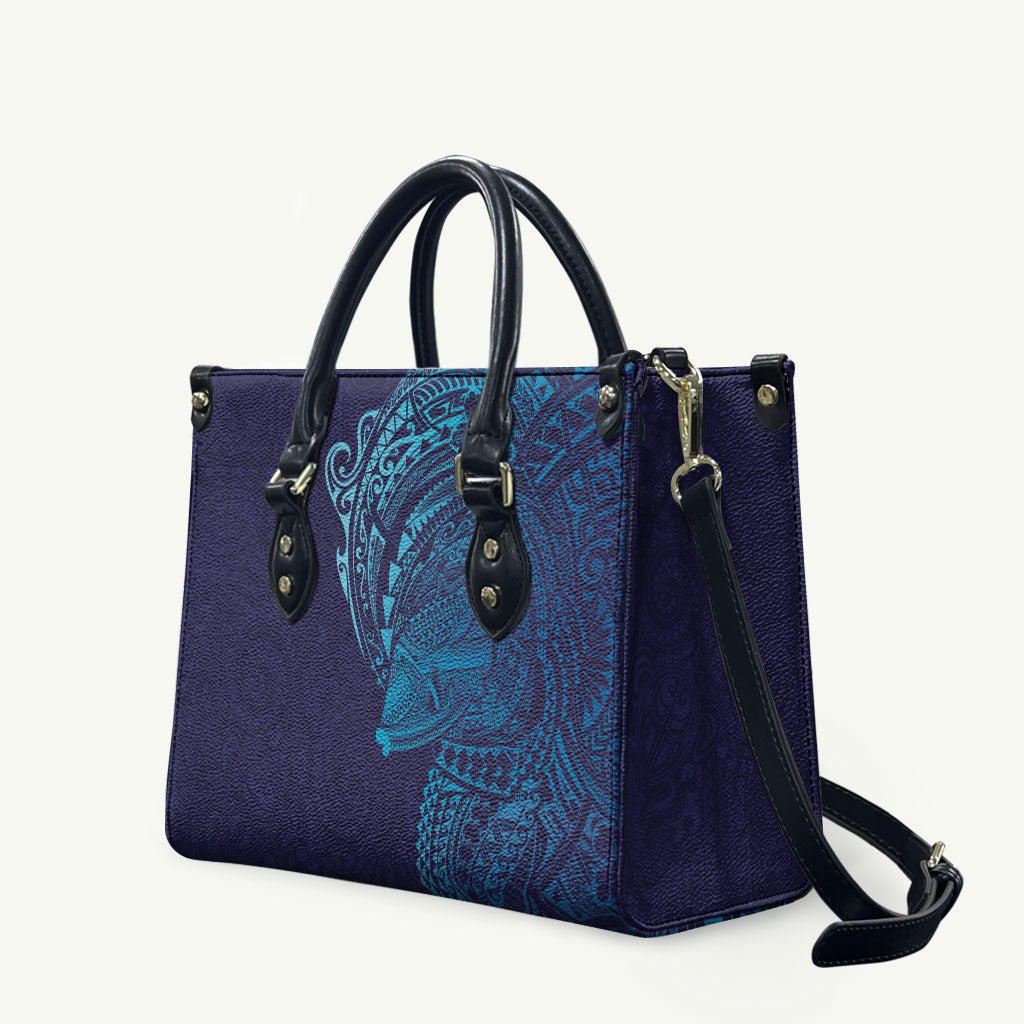 Hawaiian Humuhumu Tribal Tattoo Leather Bag Polynesian Kakau Turquoise Color LT03 Turquoise - Polynesian Pride