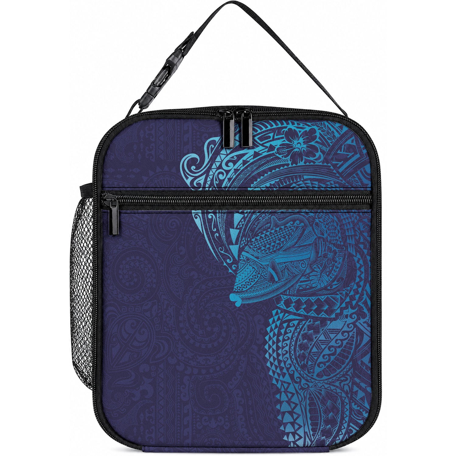 Hawaiian Humuhumu Tribal Tattoo Lunch Bag Polynesian Kakau Turquoise Color LT03 10.2 × 8.3 × 4.3 inch Turquoise - Polynesian Pride