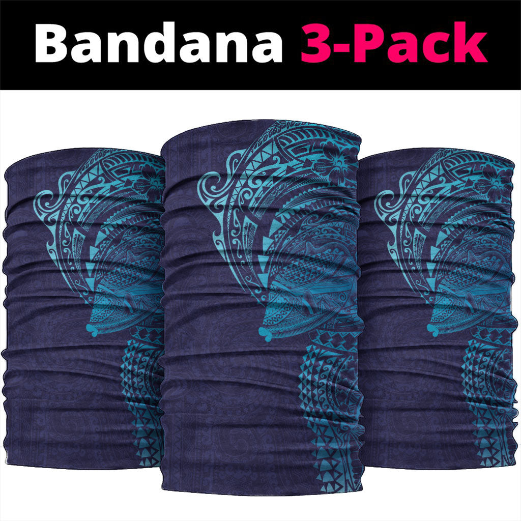 Hawaiian Humuhumu Tribal Tattoo Neck Gaiter Polynesian Kakau Turquoise Color