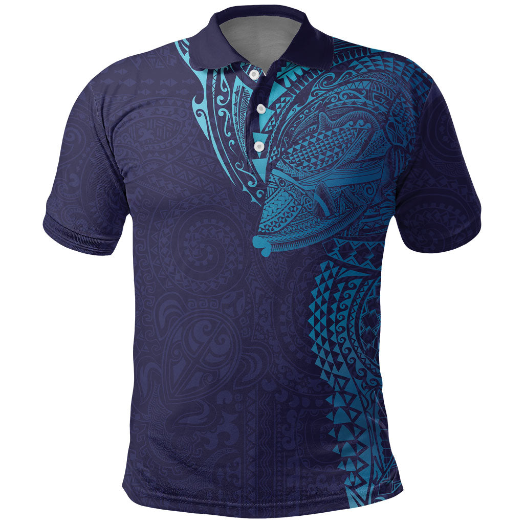 Hawaiian Humuhumu Tribal Tattoo Polo Shirt Polynesian Kakau Turquoise Color LT03 Turquoise - Polynesian Pride